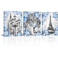 thumbnail image 1 of Hieng Black and Blue Paris Canvas Wall Art Eiffel Tower Street Lover Painting Picture Art Print for Home Decor(only canvas), 1 of 6