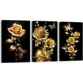 thumbnail image 1 of Hieng Black and Gold Wall Art 3 Pieces Golden Rose Butterfly Canvas Print Abstract Flower Painting Sparkling Floral Picture For Home Decor Unframed, 1 of 6