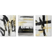 Hieng Black and White Abstract Canvas Wall Art 3 Piece Gold Painting Modern wall Decor Canvas Print Artwork for Living Room Office Bedroom Unframed