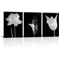 thumbnail image 1 of Hieng Black and White Flower Canvas Art Tulip Calla and Narcissus Picture Prints Floral Painting for Modern Wall Decor(only canvas), 1 of 6