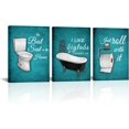 thumbnail image 1 of Hieng Blue Bathroom Decor Navy Bathtub Toilet Seat Wall Art Bathroom Rules Pictures Painting, 1 of 6