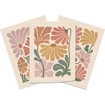 Hieng Boho Flower Canvas Wall Art Abstract Floral Pictures Prints Set of 3 Minimalist Botanical Painting Poster Flower Market Aesthetic Wall Decor for Living room Bedroom