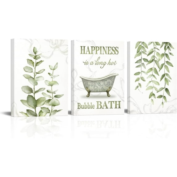 Hieng Botanical Plant Canvas Wall Art Minimalist Boho Leaves Painting Pictures Decor Modern Green Bathroom Decoration Unframed