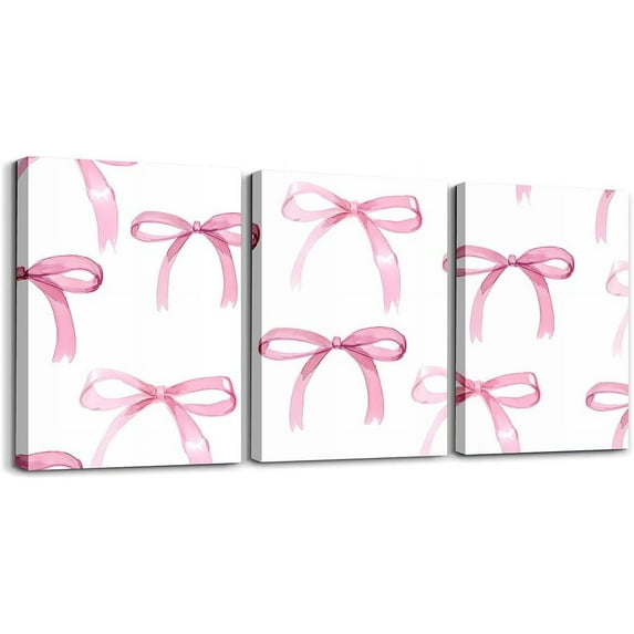 Hieng Bow Bathroom Wall Art for Home Decor Boys Girls Canvas Wall Art for Living Room For Cute Bowknot Office Wall Decorations Artwork Posters Wall Painting(Only canvas)