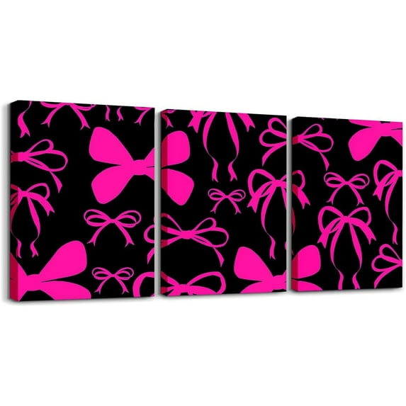 Hieng Bow Bathroom Wall Art for Home Decor Boys Girls Canvas Wall Art for Living Room For Cute Bowknot Office Wall Decorations Artwork Posters Wall Painting(Only canvas)