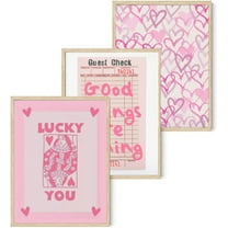 Hieng Bow Canvas Wall Art Coquette Wall Decor Poster Prints Set of 3 Preppy Girly Apartment Aesthetic Pictures Beige College Dorm Painting for Girls Bedroom (Only canvas)