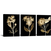 Hieng Brown Flowers Canvas Wall Art Floral with Butterfly Painting Art Prints Modern Black and Brown Bathroom Decor