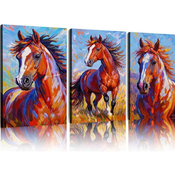 Hieng Canvas Decorative Painting Horse Painting Animals Textured Original Fine Art Rustic Wall Art Decor Gift Unframed