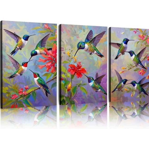 Hieng Canvas Oil Painting Hummingbird Oil Original Painting Birds Original Fine Art Friendship Animals Artwork Gifts for Her Unframed