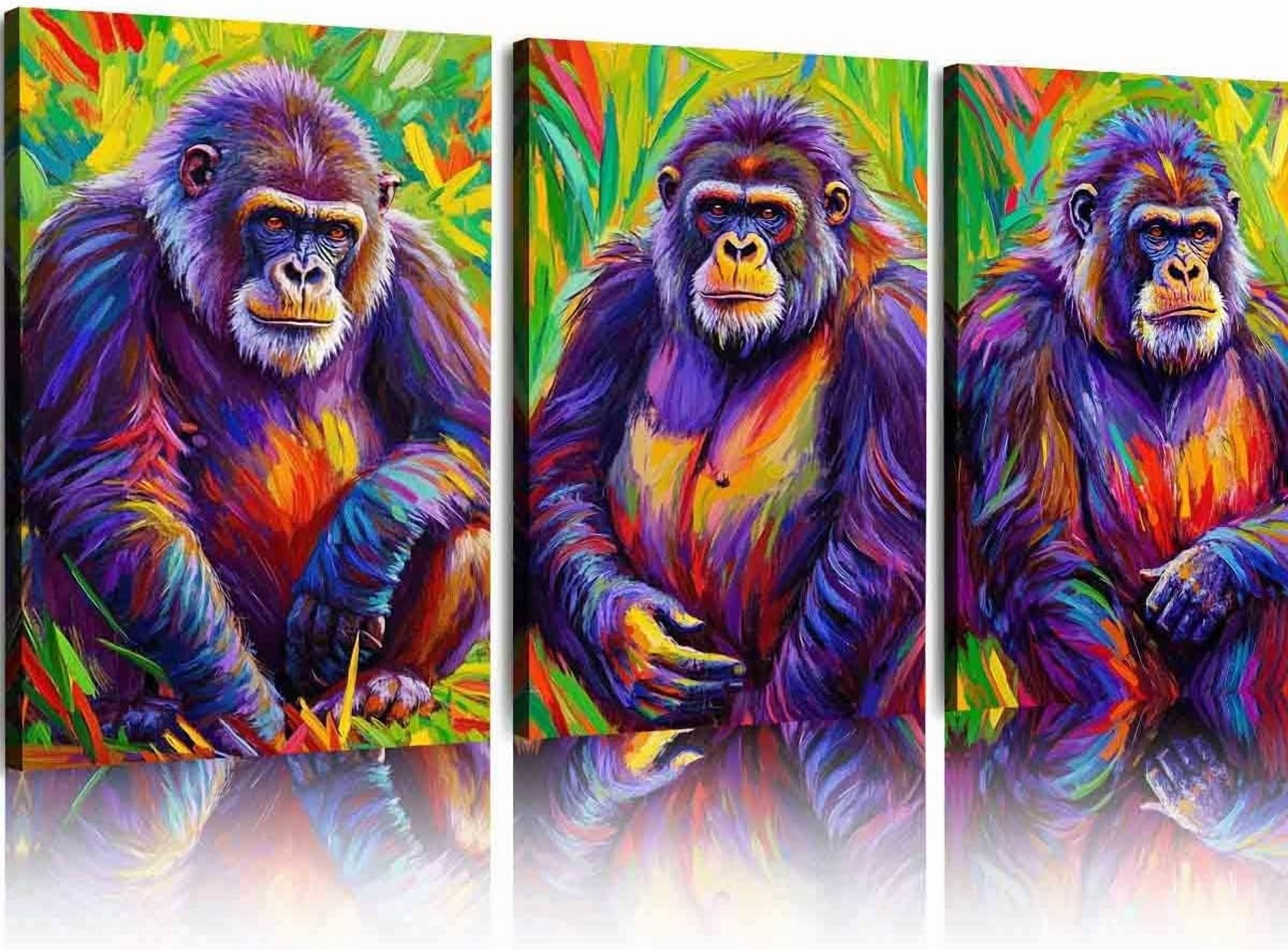 Hieng Hieng Canvas Print Oil Painting Gorilla Painting Animals Original Hieng ...