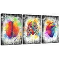 thumbnail image 1 of Hieng Canvas Wall Art Human Brain Rib Cage Heart Painting Art for Medical Office Wall Decor Education Science Artwork Gifts for Students Doctors Unframed, 1 of 6