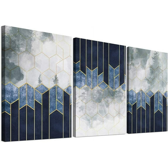 Hieng Canvas Wall Art For Living Room Modern Wall Decor For Office Black And White Blue Tree Wall Painting Scenery Wall Pictures Artwork For Bedroom Room Home Decor (Only canvas)