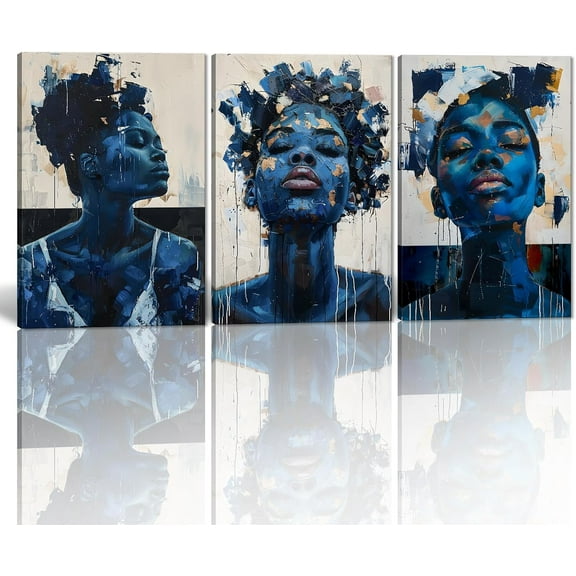 Hieng Canvas Wall Art Painting African Woman Pictures Modern Gold Black Woman Holding Gold Jewelry Posters Prints Artwork Home Decor for Living Room Bedroom Office Unframed