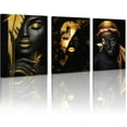 thumbnail image 1 of Hieng Canvas Wall Art Painting African Woman Pictures Modern Gold Black Woman Holding Gold Jewelry Posters Prints Artwork Home Decor for Living Room Bedroom Office Unframed, 1 of 6