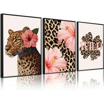 Hieng Cheetah Trendy Wall Art Preppy Leopard Canvas Print Cheetah Room Wall Decor 8 Ball Poster Y2k Pink Coquette Luxury Print Lucky Aesthetic Fashion Pictures for Bedroom