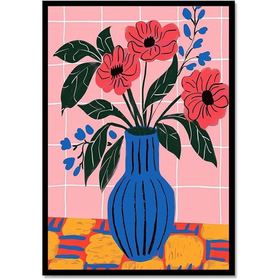 Hieng Colorful Flower Bouquet Wall Art Abstract Floral Posters Nordic Botanical Pictures For Living Room Decor Canvas Prints Painting （Only canvas）