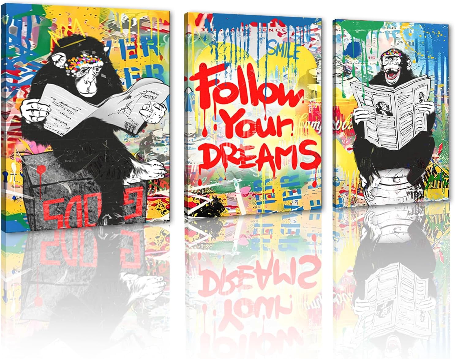 Hieng Hieng Colorful Graffiti Canvas Wall Hieng Classic Street Wall Decor ...