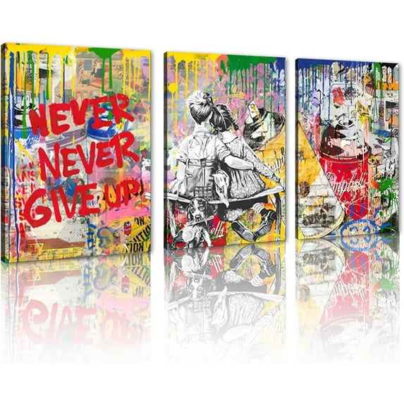 Hieng Colorful Graffiti Canvas Wall Hieng Classic Street Wall Decor Elephant Graffiti Picture Cool Animals Painting Poster for Living Room Bedroom