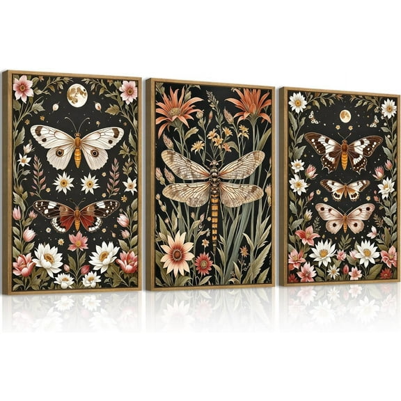 Hieng Colorful Landscape Wall Art 16x24 Inch Abstract Mountain Forest Wall Decor Wildflower Blossom Artwork Nature Scenery Painting Set of 3 for Living Room Bedroom Dining Room