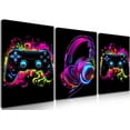 thumbnail image 1 of Hieng Cool Gaming Canvas Wall Art, Retro Video Game Watercolor Poster Pictures, Neon Gamepad Gamepad Painting Prints for Kids Boys Game Room Bedroom Wall Decor Framed, 1 of 6