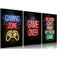 thumbnail image 1 of Hieng Cool Gaming Canvas Wall Art, Retro Video Game Watercolor Poster Pictures, Neon Gamepad Gamepad Painting Prints for Kids Boys Game Room Bedroom Wall Decor Framed, 1 of 6