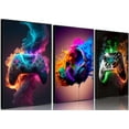 thumbnail image 1 of Hieng Cool Gaming Canvas Wall Art, Retro Video Game Watercolor Poster Pictures, Neon Gamepad Gamepad Painting Prints for Kids Boys Game Room Bedroom Wall Decor Framed, 1 of 6