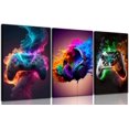 thumbnail image 1 of Hieng Cool Gaming Canvas Wall Art, Retro Video Game Watercolor Poster Pictures, Neon Gamepad Gamepad Painting Prints for Kids Boys Game Room Bedroom Wall Decor Framed, 1 of 6