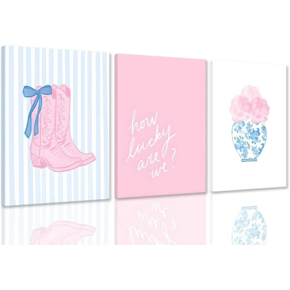 Hieng Coquette Room Decor, Pink Bow Decor Room Decor for Teen Girls, Preppy Wall Decor, Bow Posters for room Aesthetic Pictures Set of 3 for Bedroom 12x16in Un