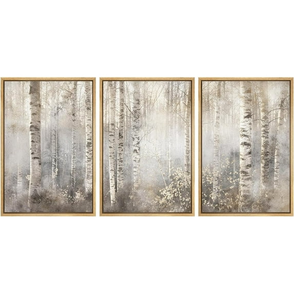 Hieng Cuadros De Pared De Sala, 3 Piece Canvas Wall Art Woodland Nursery Decor Forest Rivers Canvas Prints Home Artwork Decoration for Living Room,Bedroom(only canvas)