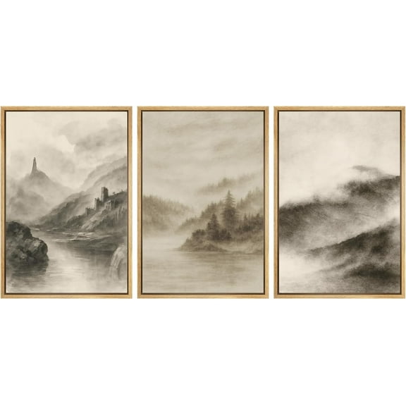Hieng Cuadros De Pared De Sala, 3 Piece Canvas Wall Art Woodland Nursery Decor Forest Rivers Canvas Prints Home Artwork Decoration for Living Room,Bedroom(only canvas)