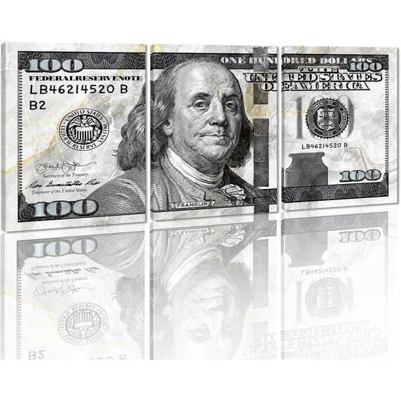 Hieng Dollar Money Canvas Wall Art Decor Vintage 100 Dollar Bill Motivational Poster Painting for Home Decor and Office Living Room Artwork Unframed