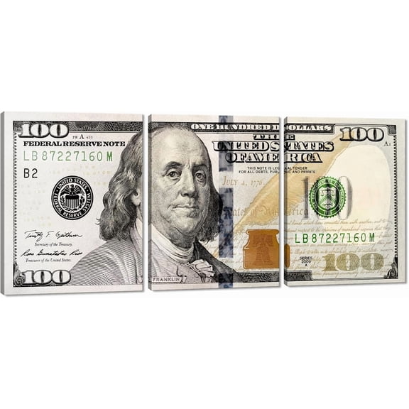 Hieng Dollar Money Canvas Wall Art Decor Vintage 100 Dollar Bill Motivational Poster Painting for Home Decor and Office Living Room Artwork Unframed