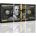 thumbnail image 1 of Hieng Dollar Money Canvas Wall Art Decor Vintage 100 Dollar Bill Motivational Poster Painting for Home Decor and Office Living Room Artwork Unframed, 1 of 6