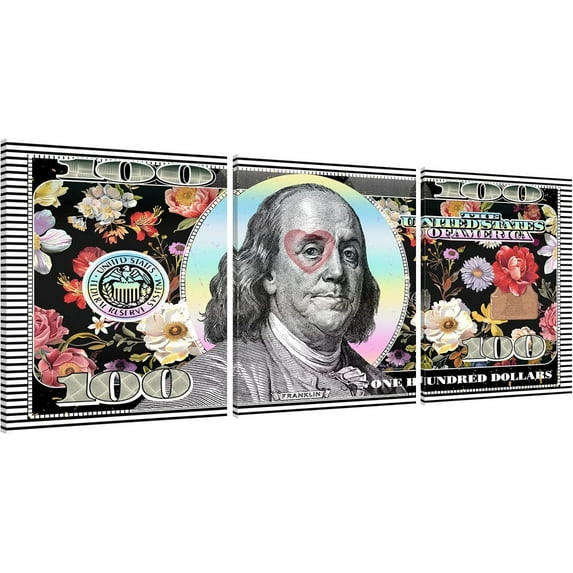 Hieng Dollar Money Canvas Wall Art Decor Vintage 100 Dollar Bill Motivational Poster Painting for Home Decor and Office Living Room Artwork Unframed