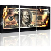 Hieng Dollar Money Canvas Wall Art Decor Vintage 100 Dollar Bill Motivational Poster Painting for Home Decor and Office Living Room Artwork Unframed