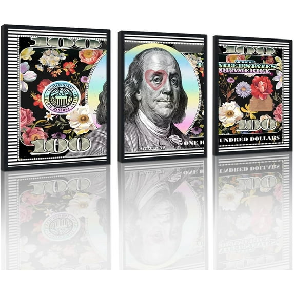 Hieng Dollar Money Canvas Wall Art Decor Vintage 100 Dollar Bill Motivational Poster Painting for Home Decor and Office Living Room Artwork Unframed