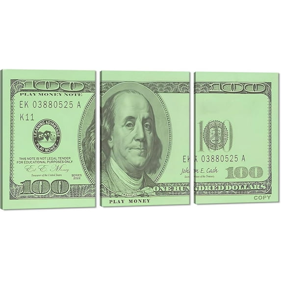 Hieng Dollar Money Canvas Wall Art Decor Vintage 100 Dollar Bill Motivational Poster Painting for Home Decor and Office Living Room Artwork Unframed