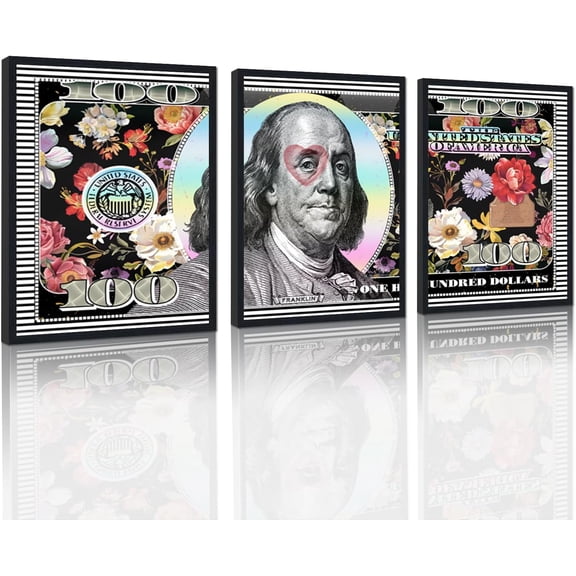 Hieng Dollar Money Canvas Wall Art Decor Vintage 100 Dollar Bill Motivational Poster Painting for Home Decor and Office Living Room Artwork Unframed