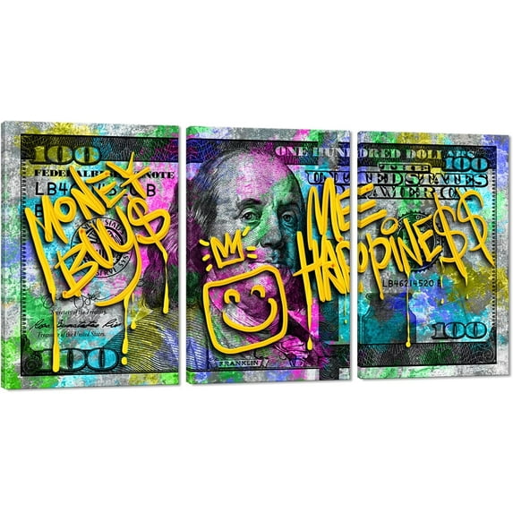 Hieng Dollar Money Canvas Wall Art Decor Vintage 100 Dollar Bill Motivational Poster Painting for Home Decor and Office Living Room Artwork Unframed