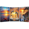 thumbnail image 1 of Hieng Dolphin Canvas Wall Art Orange Beach Seascape Picture Sunset Ocean Coastal Poster Prints Starfish Waves Painting for Bathroom Home Decor （Only canvas）, 1 of 6