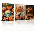 thumbnail image 1 of Hieng Fall Wall Art Pumpkin Picture 3 Pieces Autumn Harvest Wall Decor Fall Themed Canvas Thanksgiving Painting Prints for Kitchen Fall Party Decor Unframed, 1 of 6
