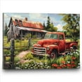 thumbnail image 1 of Hieng Farmhouse Truck Poster Old Tractor Canvas Wall Art Blue Teal Truck Picture Farmhouse Barn Prints Country Barn Posters Old Barn Flower Paintings Rustic Wall Artch, 1 of 6