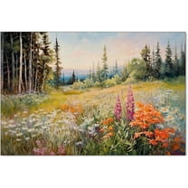 Hieng Floral Landscape Poster Retro Rustic Nature Wildflower Wall Art Vintage Botanical Flowers Canvas Prints French Sunset Oil Painting Wall Decor for Country Farmhouse