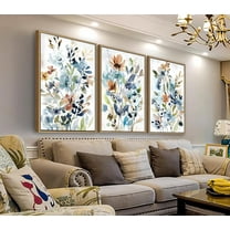 Hieng Flowers Wall Art - Colorful Wildflower Canvas Pictures Wall Decor Botanical Painting Artwork Elegant Floral Prints for Living Room Bedroom Home Decor（Only canvas）