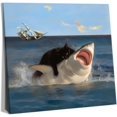 thumbnail image 1 of Hieng Framed Black Cat Wall Art, Funny Quirky Cat and Shark Pictures Canvas Print, Abstract Black Cat Shark Posters Wall Decor for Room Bedroom Living Room Bathroomin, 1 of 6