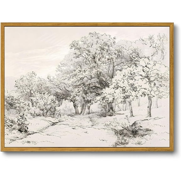 Hieng Framed Canvas Wall Art,Vintage Decor,Landscape Nature Country Wildflower Paintings Farmhouse Pictures Modern Artwork Rustic Fall Flower Prints Cottagecore Office Living Room Bedroom Bathroom