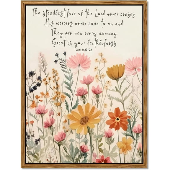 Hieng Framed Christian Bible Scripture Wall Art Set of 3, Flower Marke Pictures Wall Decor Inspirational Paintings Religious Verses Canvas Prints, Artwork for Christian Women & Teen Girls 16x24 in