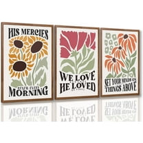 Hieng Framed Christian Bible Scripture Wall Art Set of 3, Flower Marke Pictures Wall Decor Inspirational Paintings Religious Verses Canvas Prints, Artwork for Christian Women & Teen Girls 16x24 in
