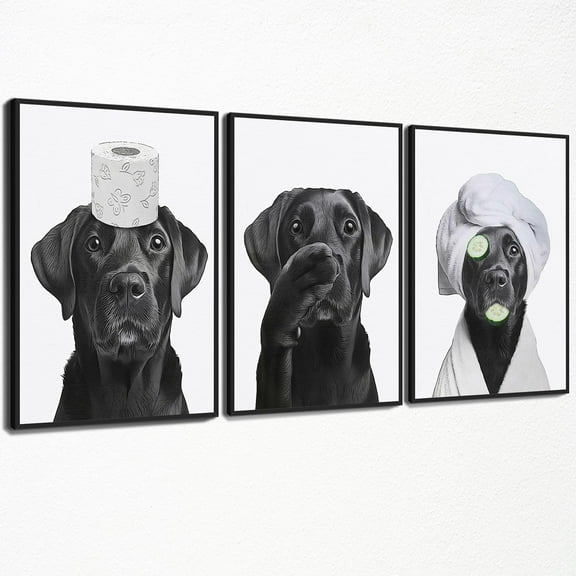 Hieng Funny Animal Bathroom Canvas Wall Hieng, Black White Bathroom Poster, Cute Having Bath and Brushing Teeth Otter Picture Print, Fun Otter Read Newspaper on Toilet Painting