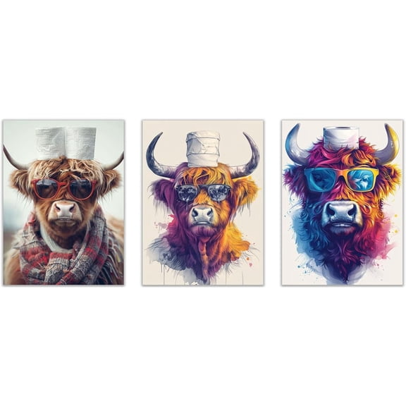 Hieng Funny Animal Canvas Wall Art Canvas Wall Art For Bedroom Orange,white Posters For Bathroom Bedroom Living Room Office Room Decor(Framed canvas)